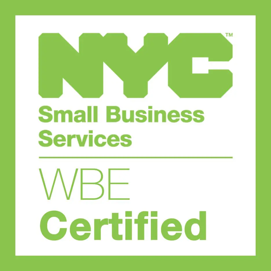 A green and white logo for nyc small business services