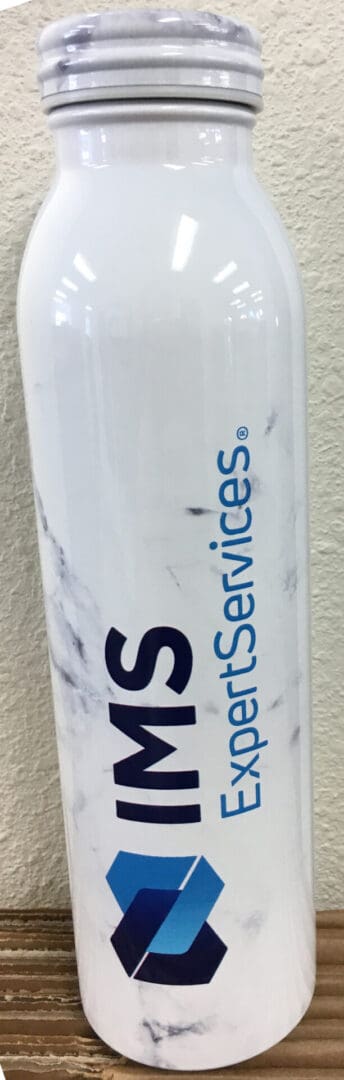 A close up of the side of a water bottle